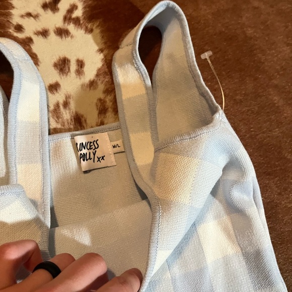 Elegant Blue Checkered Dress - Picture 2 of 3